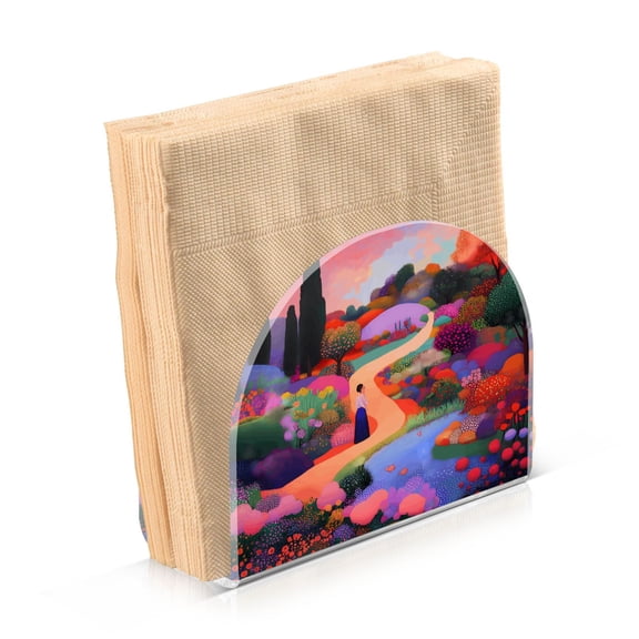 Haosy Napkin Holder for Table Acrylic Kitchen Paper Tissue Dispenser, Woman Walking in Garden