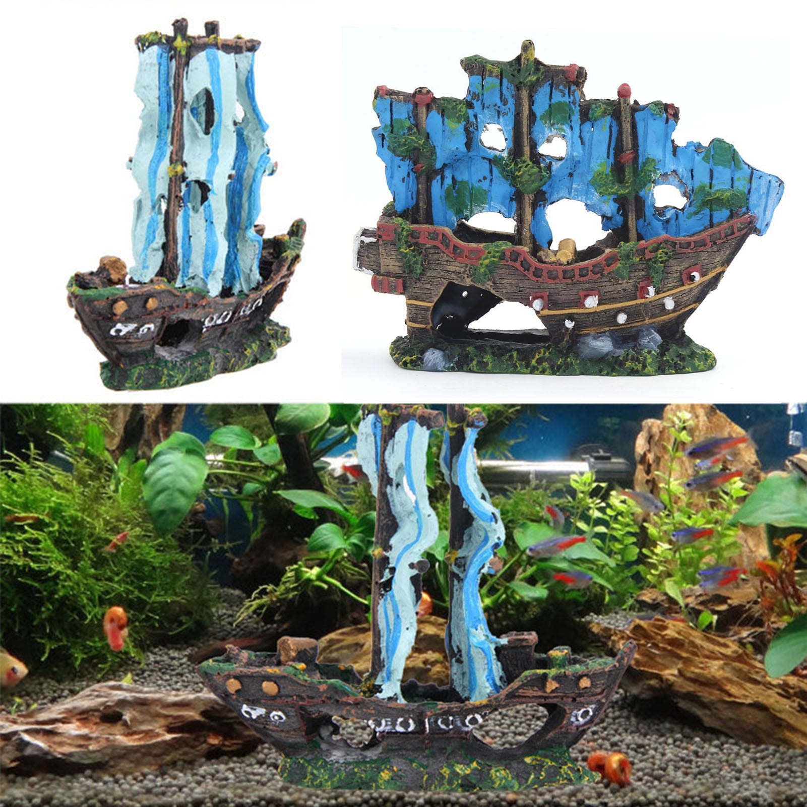 Visland Aquarium Decoration, Resin Broken Barrel Fish Tank Ornament, Betta  Fish Accessories Aquatic Caves Hide Play