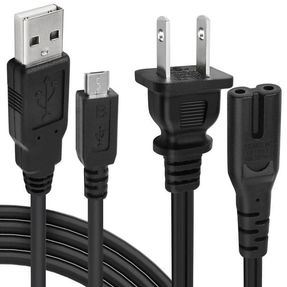 3FT 2-Prong AC in Power Cord Compatible for Power Cord, Compatible Devices Sony PS3 PS4 Slim PSP PSV X-b-o-x One S / X Game Console Repalcement Power Charger Cable