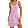thumbnail image 1 of Mohiass Robe d'Été Sans Manches à Col en V pour Femmes Couleur Unie Plage 2024 Robe Bohème Décontractée Rose G, 1 of 9