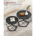 thumbnail image 2 of Small Coffee Table Set of 2 Round Coffee Table with Steel Frame Side End Table Charcoal Gray and Ink Black, 2 of 6