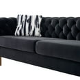 thumbnail image 6 of 84.25" 2-Seat Sofa, Modern Fabric Upholstered Loveseat Couch with Button Tufted Backrest and Armrest, Standard Sofa with Metal Legs and Thicken Seat Cushion for Living Room Office, Black, 6 of 7