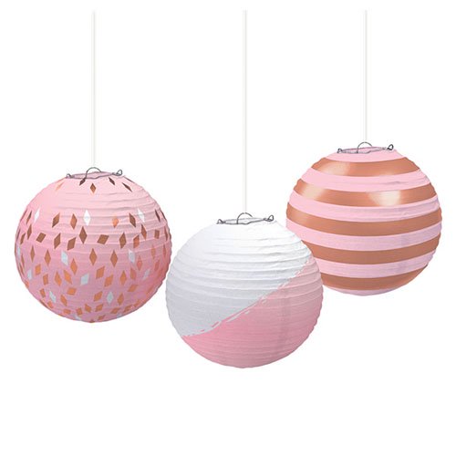 Rose Gold Blush Paper Lanterns (3ct)