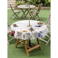 thumbnail image 5 of Outdoor Tablecloth with Umbrella Hole Zipper Spring Floral Round Tablecloth 54" Waterproof Outside Table Cloth Watercolor Botanical Flowers Red Purple Yellow Patio Table Cover Tablecloths for Picnic, 5 of 8