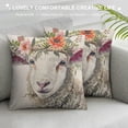 thumbnail image 3 of Qinduosi Pack Farmhouse Cute Animals Pillow Covers Watercolor Baby Pigs Goats Sheep with Flowers Leaves Wreath Print Throw Pillow Case Linen Home Chair Cushion Cover  (Pig Sheep), 3 of 5