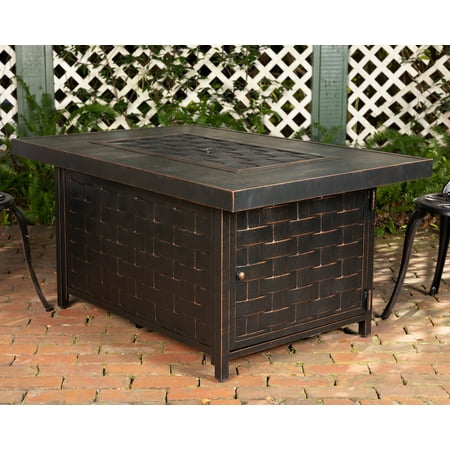 Fire Sense - Armstrong Rectangular Aluminum LPG Fire Pit - Antique Bronze