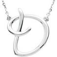 thumbnail image 1 of Precious Stars Unisex Sterling Silver Script Font T Initial Necklace, 1 of 2