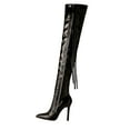thumbnail image 3 of Fesfesfes Wide Calf Boots For Women Nightclub Patent Synthetic Over The Knee Side Zipper Fringe High Heel US:8.5(41), 3 of 8
