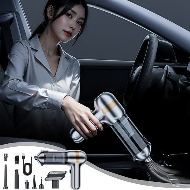 Aspirador de coche de alta potencia 120W de mano inalámbrico recargable para coche y hogar | Portátil Multifunción Aspiración Fuerte 9000/12000PA | Compacto y ligero: 21x16x6cm | Batería de 2000 mAh