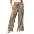 thumbnail image 2 of Gytharion Women's Straight Leg Sweatpants High Waist Side Slit Lounge Pants Elastic Waist Relaxed Fit Casual Pants with Pockets for Travel, 2 of 8