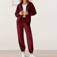 thumbnail image 3 of FAIWAD Womens 2 Piece Outfits Sweatsuit Oversized Zip Up Sweatshirt and Cinch Bottom Sweatpants Tracksuit, 3 of 9