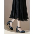 thumbnail image 7 of DADAWEN Women's Ankle Strap Platform Dress Wedding Shoes with Chunky Mid Heels and Closed Toe, 7 of 7