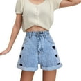 thumbnail image 2 of HOWPAY Baggy Jean Shorts Womens Wide Leg High Waisted Distressed Denim Pants With Pockets Relaxed Fit Summer Casual Lounge Shorts Light Blue S, 2 of 8