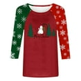 thumbnail image 5 of asdoklhq Women's Sweaters Women's 3/4 Sleeve Crew Neck Pullover Christmas Print Top Red L, 5 of 5