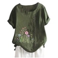 thumbnail image 1 of Camiseta Casual de Manga Corta con Botón de Cuello Redondo de las Mujeres, Tops Cortos para las Mujeres, 1 of 3