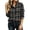 Dark Gray, variant on Womens Ruffled Stand Collar Plaid Blouse, Classic Checkered Long Sleeve Tops Loose Fit Shirts, Half Button Plaid Tops, 2026 Fashion Fall Outfit,Purple Pink 2XL