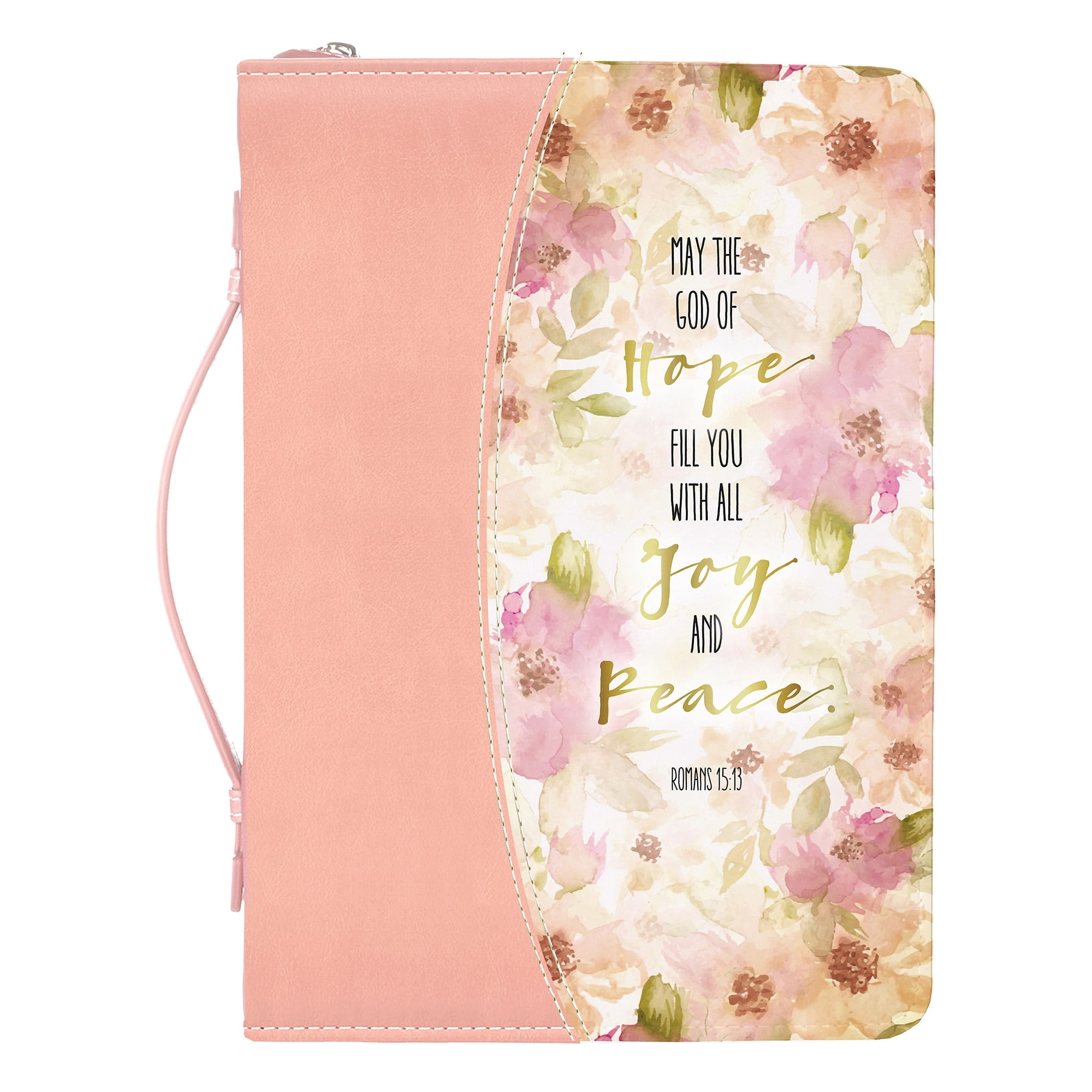 God of Hope Joy Peace Romans Floral Peach 8 x 6 Faux Leather Notebook Journal