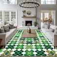 thumbnail image 3 of 6'x9' Area Rugs, Saint Patrick's Day Indoor Outdoor Area Rug for Living Room Bedroom, Green Plaid Clovers Geometric Washable Bathroom Rugs Kitchen Floor Carpet Mats Home Decor Aesthetic, 3 of 8