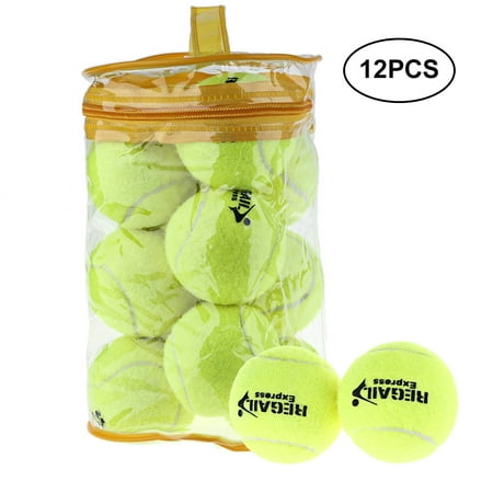 12 Pcs Advanced Training Tennis Balls Tennis Practice Ball Pressureless Tennis Balls with Transparent Carrying Bag, Perfect for Tournament and Recreational