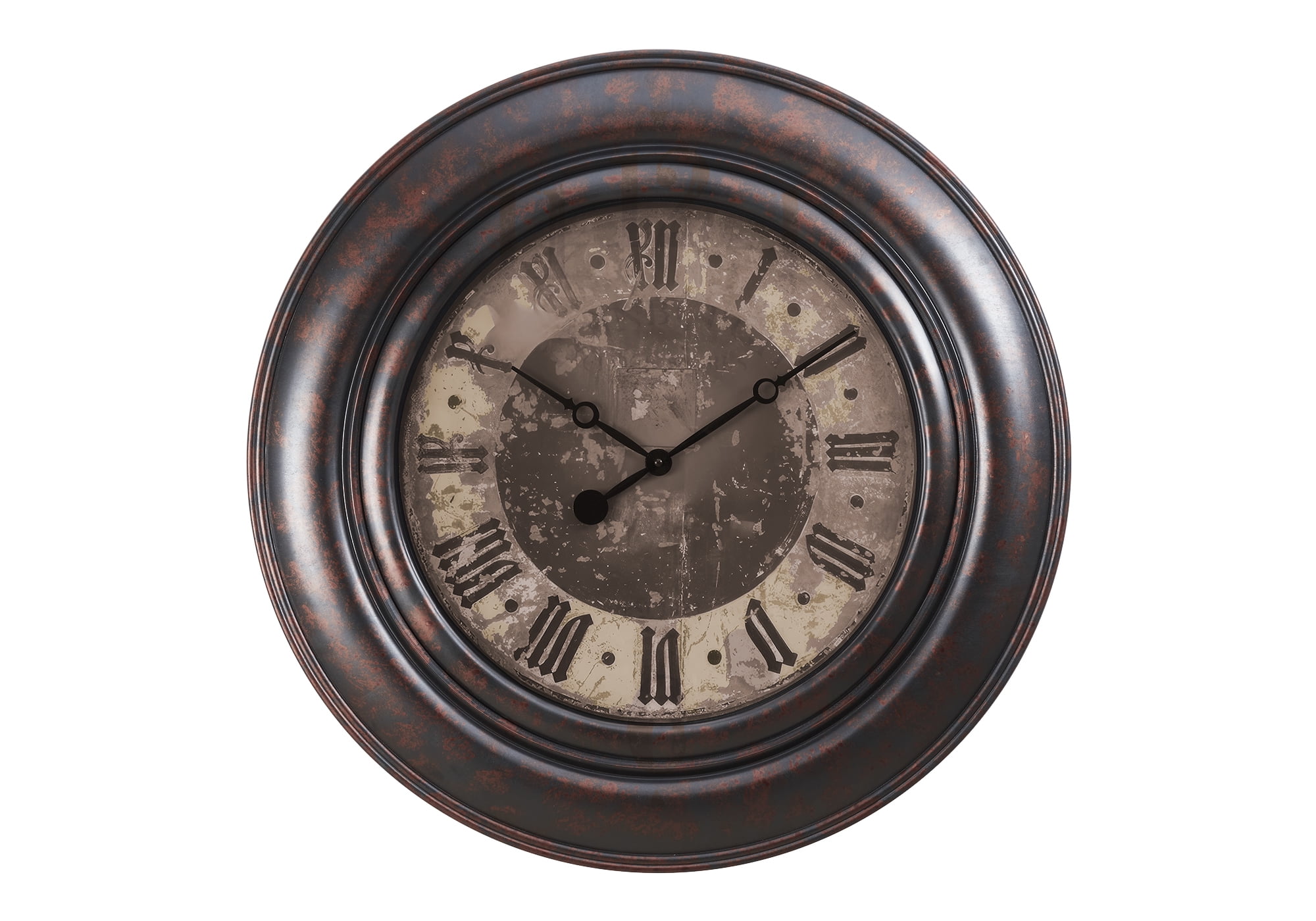 Clocks - 30" Round - Large Oversized - Wall Clock - Brown - Transitional