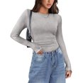 thumbnail image 5 of Zeagoo Womens Long Sleeve Top Stretch Crewneck Ribbed T-Shirt Fitted Basic Tops Business Casual Outfits, 5 of 6