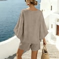 thumbnail image 5 of OVAFBAU Women 2 Piece Loungewear Set Beach Vacation Sweatsuit Tracksuit Set Women's Summer V Neck Short Sleeve Top Pocket Casual Shorts Set Summer Outfits, 5 of 8