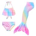 thumbnail image 1 of EDTara Ensemble Bikini Nageable Queue de Sirène pour Filles Enfants 3 Pcs Costumes de Bain pour 3-12 Ans, 1 of 6
