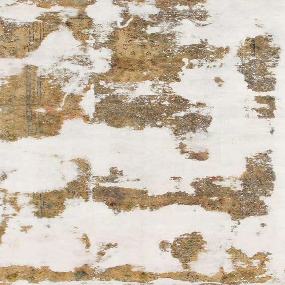 Ahgly Company Machine Washable Indoor Square Abstract White Chocolate Beige Area Rugs, 3' Square