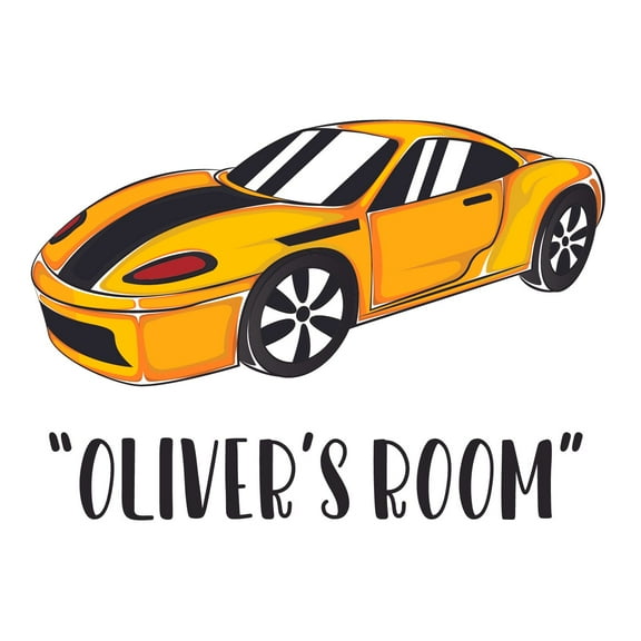 CARS & VEHICLES - Personalized Name Vinyl Home Living Room Classic Sports Car Decoration Fast Vehicle Design Wall Decal - Kids Teens Bedroom Racing Car Adhesive Wall Décor Sticker 10" x 7"