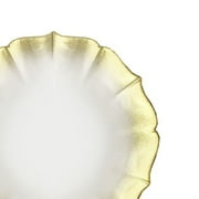 American Atelier, Round, Contessa Glass Decorative Pearl White with Gold Glitter Charger Plate, 13