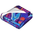 thumbnail image 2 of Bingfone Swirl Print Blue Purple Print Flannel Fleece Blanket Throw Blanket for Bed,Sofa,Couch,Travel,Camping(80"x60" ), 2 of 8