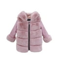 thumbnail image 2 of NAISIBABY Girls Faux Fur Coat with Hooded, Long Sleeve Thicken Warm Zipper Winter Fashion Fuzzy Jacket Outwear Watermelon Red 9T, 2 of 4