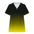 thumbnail image 5 of Scyoekwg Short Sleeve Shirts for Women Ladies Tops Gradient Color Graphic Tee V-Neck Zipper Tunic Shirts Casual Comfy Summer Loose Blouses (Yellow,L), 5 of 5