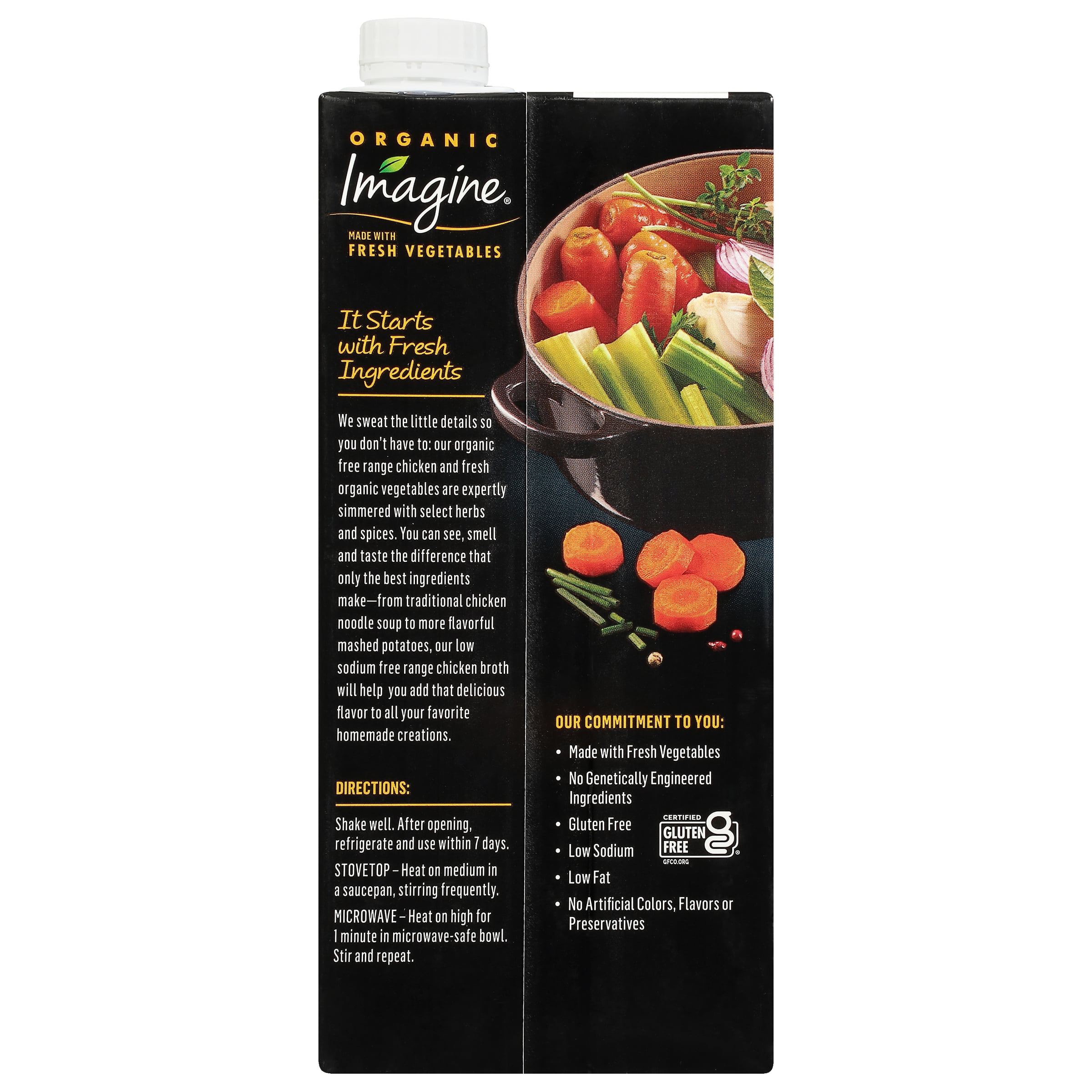 (3 pack) Imagine Organic Low Sodium Free Range Chicken Broth, 32 fl oz Carton