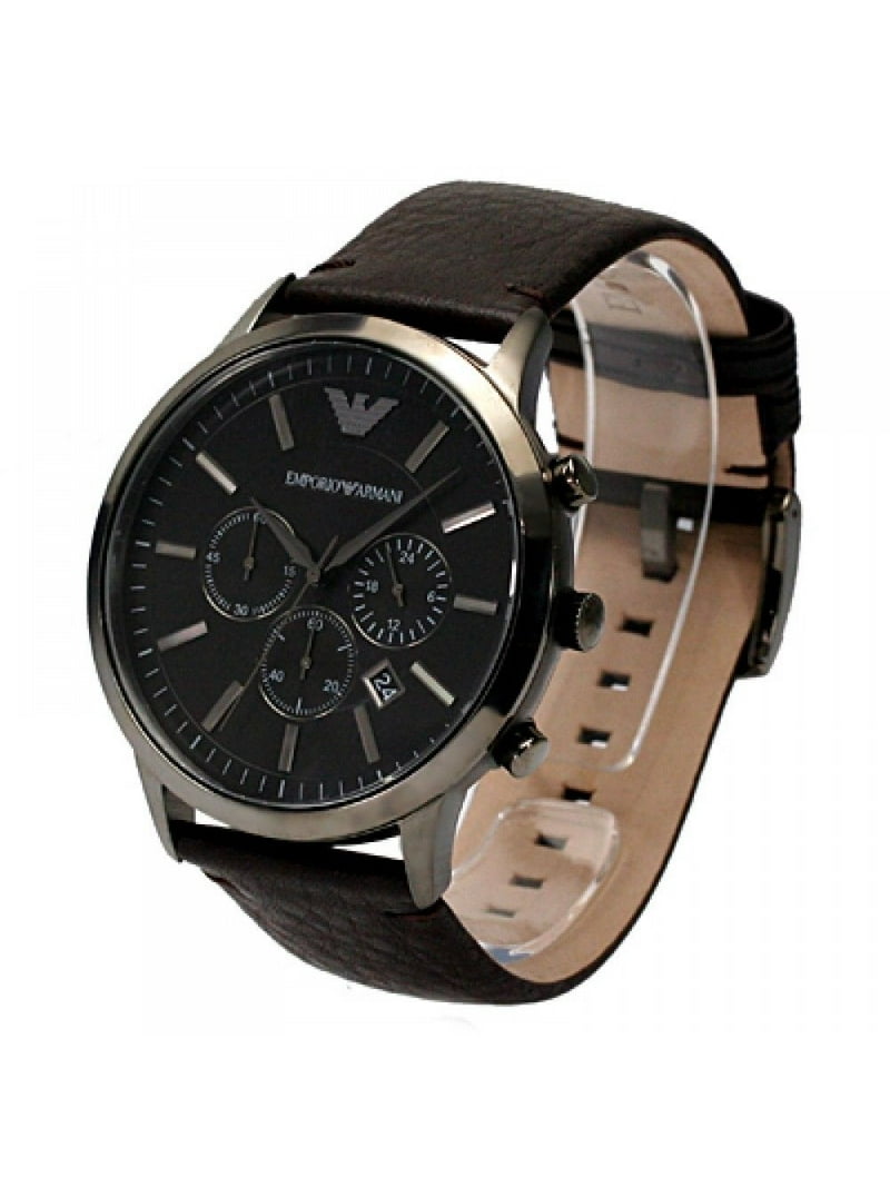 Emporio Armani Sportivo Chronograph Black Dial Brown Leather Emporio Armani Sportivo Chronograph Black Dial Brown Leather