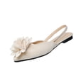 thumbnail image 2 of BRGZLK Women's 3D Flower Sandals Casual Trendy Plus Size Outerwear Versatile Solid Color Cute Floral Pointed Toe Vacation Summer Breathable Sandals Flats Beige 9, 2 of 5