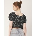 thumbnail image 5 of Moomaya Crop Tops For Women, Square Neck, Short Puff Sleeve, Buttoned Casual Summer Top, 5 of 8