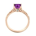 thumbnail image 6 of 14K Rose Gold 1.06 ctw Amethyst Ring with Diamonds Filigree Cathedral Princess, 6 of 6