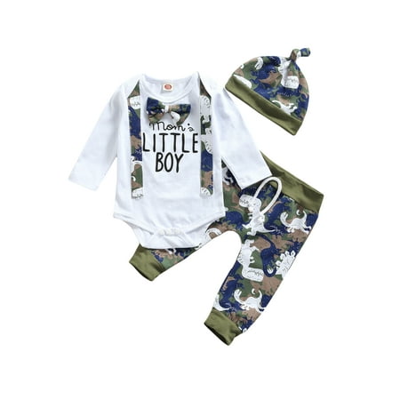 

Baby Dinosaur Gentleman Letter Printed Long Sleeve Top with Pants and Hat