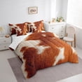 thumbnail image 3 of Manfei Farm Cowhide 7pcs Bedding Comforter Set,Rustic Farmhouse Cabin Queen Bedding Sets,Orange Beige Cow Hide Queen Sheet Sets For Men Women,Ultra Soft Home Decor, 3 of 8