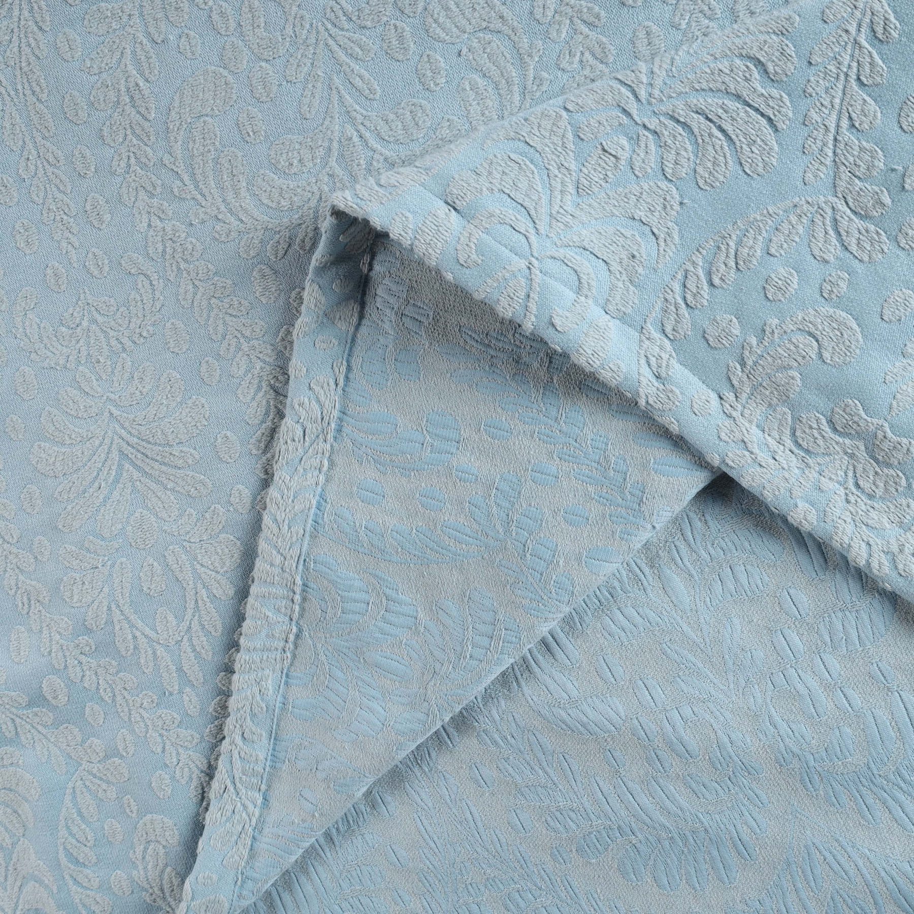 Superior 3 Piece Aspen Cotton Blend Bedspread Set, Floral Design Bedspreads, King, Light Blue