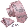 thumbnail image 2 of Conjunto de corbata Barry.Wang de seda con estampado floral rosa, 2 of 7