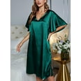 thumbnail image 5 of DAKIMOE Silk Pajamas for Women Flutter Sleeve Satin Nightgowns for Women V Neck Womens Nightgown Soft Sleepwear Loungewear, Green, S, 5 of 7