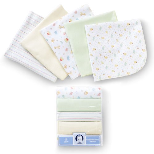 Gerber Boy or Girl Flannel Receiving Blankets 5Pack