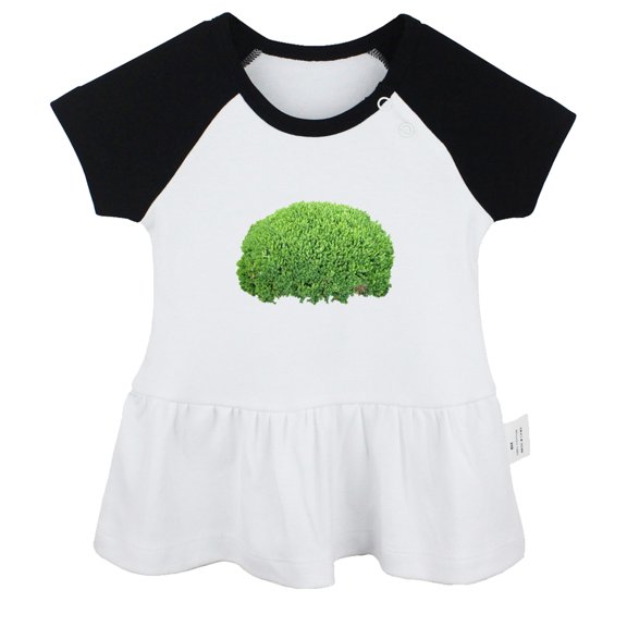 Nature Bushes Pattern Dresses For Baby, Newborn Babies Skirts, Infant Princess Dress, 0-24M Kids Graphic Clothes (Black Raglan Dresses, 0-6 Months)