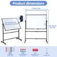 thumbnail image 5 of Rolling Dry Erase Board, 40 x 28 Inch Large Magnetic Mobile Standing Whiteboard, Height Adjustable Double Sided Easel Style White Board with Stand for Office, Classroom & Home, 5 of 7