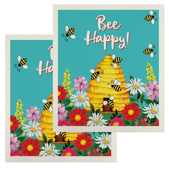 Briarwood Lane Bee Happy Hive Swedish Dishcloth (2-pack)