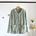 thumbnail image 6 of Women's Floral Textured Bed Jacket Long Sleeve Button Front Lounge wear Coat With Pockets (Green XL), 6 of 6