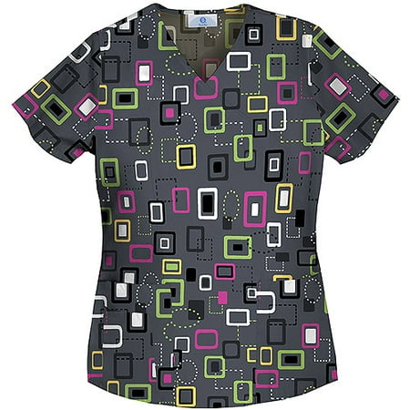 Simply Basic Connect the Squares Mock Wrap Scrub Top