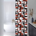 thumbnail image 3 of Red Grey Window Privacy Film, Abstract Retro Middle Century Geometric Art Static Cling UV Sun Blocking Heat Control Window Tint, Non-Adhesive One Way Windows Privacy Cover 17.7''x78.7'', 3 of 7